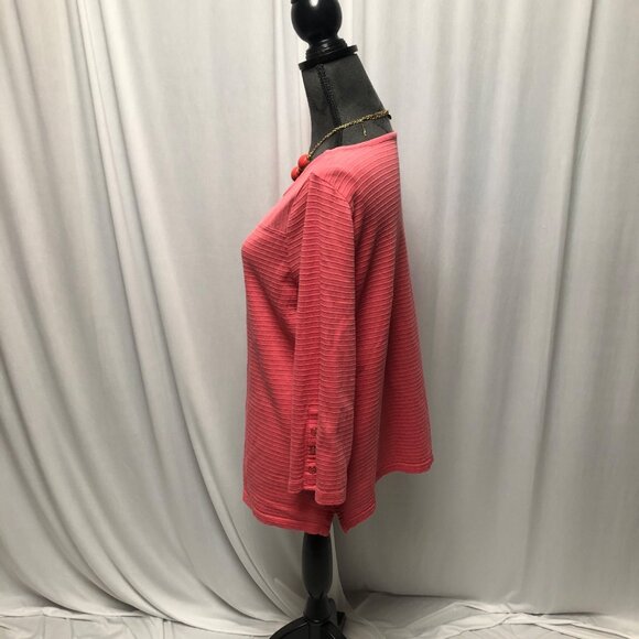 Talbots Top Womens Size Medium Rose Pink Cotton Round Neck Pullover Shirt - Picture 3 of 6